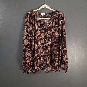 Wonderly Burgundy Floral Blouse XL